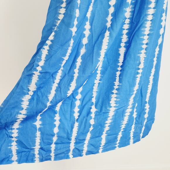 ZARA Blue Striped Tie Dye Linen Spaghetti Strap Midi / Maxi Dress Size XXL - Picture 8 of 11